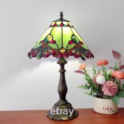 Vintage Tiffany Style Green Baroque Stained Glass Table Lamp 3-Way Decor Light