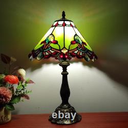 Vintage Tiffany Style Green Baroque Stained Glass Table Lamp 3-Way Decor Light