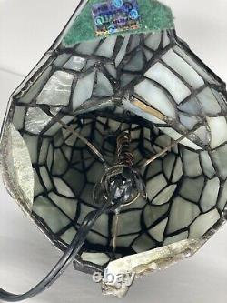 Vintage Tiffany Style Grey Stained Glass Elephant 9.5 Table Lamp Night Light
