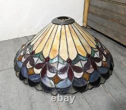 Vintage Tiffany Style Jeweled Stained Glass Lamp Shade F63