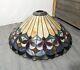 Vintage Tiffany Style Jeweled Stained Glass Lamp Shade F63