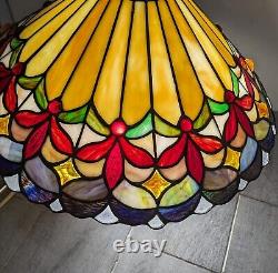 Vintage Tiffany Style Jeweled Stained Glass Lamp Shade F63