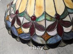 Vintage Tiffany Style Jeweled Stained Glass Lamp Shade F63