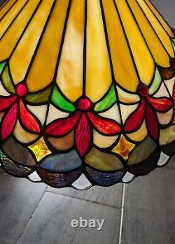 Vintage Tiffany Style Jeweled Stained Glass Lamp Shade F63