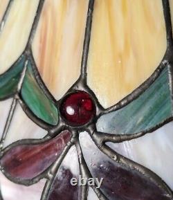 Vintage Tiffany Style Jeweled Stained Glass Lamp Shade F63