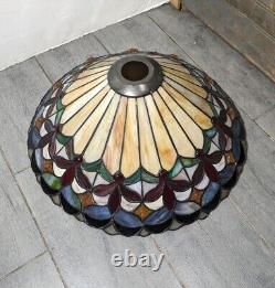 Vintage Tiffany Style Jeweled Stained Glass Lamp Shade F63