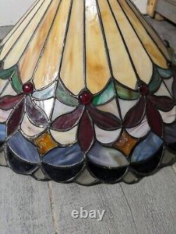 Vintage Tiffany Style Jeweled Stained Glass Lamp Shade F63