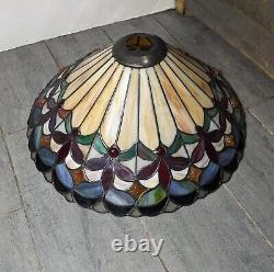 Vintage Tiffany Style Jeweled Stained Glass Lamp Shade F63