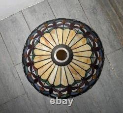 Vintage Tiffany Style Jeweled Stained Glass Lamp Shade F63