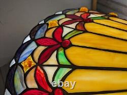 Vintage Tiffany Style Jeweled Stained Glass Lamp Shade F63