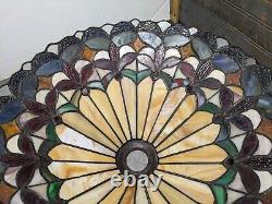 Vintage Tiffany Style Jeweled Stained Glass Lamp Shade F63