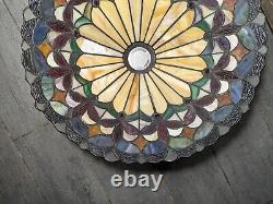 Vintage Tiffany Style Jeweled Stained Glass Lamp Shade F63