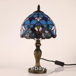 Vintage Tiffany Style LED Table Lamp Romantic Stained Glass for Living Rooms