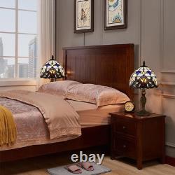 Vintage Tiffany Style LED Table Lamp Romantic Stained Glass for Living Rooms