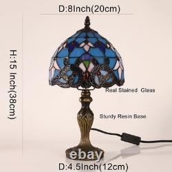 Vintage Tiffany Style LED Table Lamp Romantic Stained Glass for Living Rooms