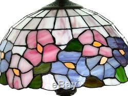 Vintage Tiffany Style Lamp Stained Glass Table Desk 18 Flowers Handcrafted