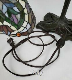 Vintage Tiffany Style Lamp Stained Glass Tulip Design Jeweled Art Nouveau 21