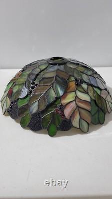 Vintage Tiffany Style Leaded Stained Glass Lamp Shade Green Purple Pink Blue