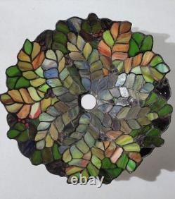 Vintage Tiffany Style Leaded Stained Glass Lamp Shade Green Purple Pink Blue