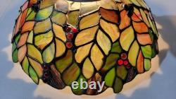 Vintage Tiffany Style Leaded Stained Glass Lamp Shade Green Purple Pink Blue