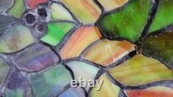 Vintage Tiffany Style Leaded Stained Glass Lamp Shade Green Purple Pink Blue