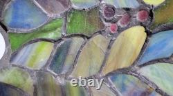 Vintage Tiffany Style Leaded Stained Glass Lamp Shade Green Purple Pink Blue