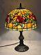 Vintage Tiffany Style Leaded Stained Glass Table Lamp 18in Tall