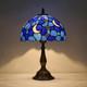 Vintage Tiffany Style Moon Blue Stained Glass Table Lamp Bedside Reading Light