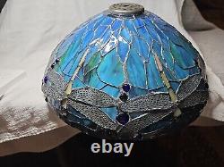 Vintage Tiffany Style Mosaic Dragonfly Table Lamp Shade Stained Glass