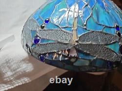 Vintage Tiffany Style Mosaic Dragonfly Table Lamp Shade Stained Glass