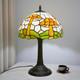 Vintage Tiffany Style Mushroom Stained Glass Table Lamp Bronze Base Light