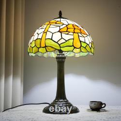 Vintage Tiffany Style Mushroom Stained Glass Table Lamp Bronze Base Light