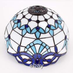 Vintage Tiffany Style Navy Blue Baroque Stained Glass Table Lamp Bedside Light