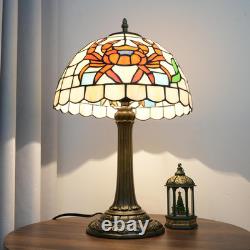 Vintage Tiffany Style Orange Crab Stained Glass Table Lamp Retro Bedside Light