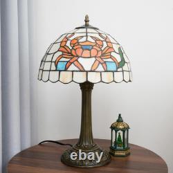 Vintage Tiffany Style Orange Crab Stained Glass Table Lamp Retro Bedside Light