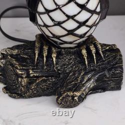 Vintage Tiffany Style Owl on Branch Stained Glass Accent Table Lamp 10 Inch