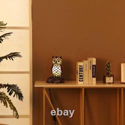 Vintage Tiffany Style Owl on Branch Stained Glass Accent Table Lamp 10 Inch