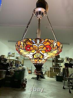 Vintage Tiffany Style Pendant Suspension Lamp Hanging Stained Glass Chandelier