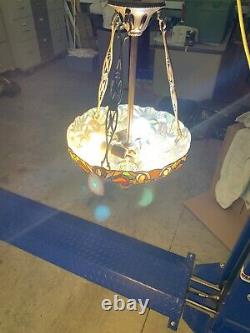 Vintage Tiffany Style Pendant Suspension Lamp Hanging Stained Glass Chandelier