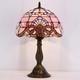 Vintage Tiffany Style Pink Baroque Lavender Stained Glass Table Lamp Light