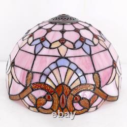 Vintage Tiffany Style Pink Baroque Lavender Stained Glass Table Lamp Light