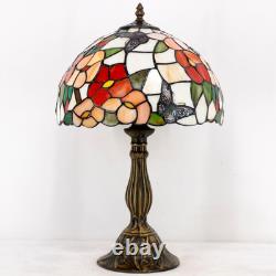 Vintage Tiffany Style Pink Butterfly Stained Glass Table Lamp Bedside Desk Light