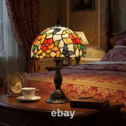 Vintage Tiffany Style Pink Butterfly Stained Glass Table Lamp Bedside Desk Light