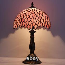Vintage Tiffany Style Pink Wisteria Stained Glass Table Lamp Bedside Light Decor