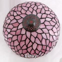 Vintage Tiffany Style Pink Wisteria Stained Glass Table Lamp Bedside Light Decor