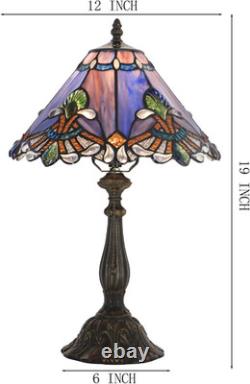 Vintage Tiffany Style Purple Baroque Stained Glass Table Lamp 19 Bedside Light