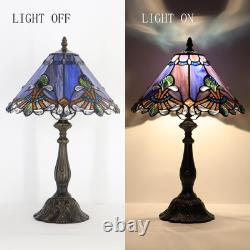 Vintage Tiffany Style Purple Baroque Stained Glass Table Lamp 19 Bedside Light