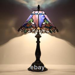 Vintage Tiffany Style Purple Baroque Stained Glass Table Lamp 19 Bedside Light
