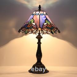 Vintage Tiffany Style Purple Baroque Stained Glass Table Lamp 19 Bedside Light