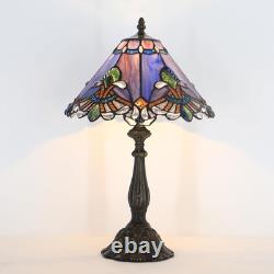 Vintage Tiffany Style Purple Baroque Stained Glass Table Lamp 19 Bedside Light